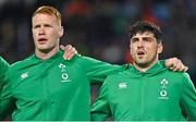 29 June 2022; Ciaran Frawley, left, and Jimmy O’Brien of Ireland before the match between the Maori All Blacks and Ireland at the FMG Stadium in Hamilton, New Zealand. Photo by Brendan Moran/Sportsfile