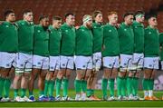 29 June 2022; Ireland players line up to face the haka before the match between the Maori All Blacks and Ireland at the FMG Stadium in Hamilton, New Zealand. Photo by Brendan Moran/Sportsfile