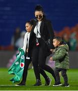 29 June 2022; The family of the late Sean Wainui walk with an Ireland jersey following a presentation before the match between the Maori All Blacks and Ireland at the FMG Stadium in Hamilton, New Zealand. Photo by Brendan Moran/Sportsfile