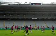 1 July 2022; Ireland players run through a passing drill  during their captain's run at Eden Park in Auckland, New Zealand. Photo by Brendan Moran/Sportsfile