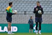 1 July 2022; Captain Jonathan Sexton, right, and Joey Carbery during Ireland rugby captain's run at Eden Park in Auckland, New Zealand. Photo by Brendan Moran/Sportsfile