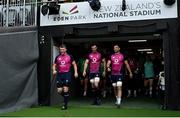 1 July 2022; Ireland players, from left, Peter O’Mahony, James Ryan and Tadhg Beirne walk out before their captain's run at Eden Park in Auckland, New Zealand. Photo by Brendan Moran/Sportsfile