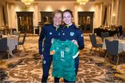 27 June 2022; Republic of Ireland manager Vera Pauw and digital media coordinator Emma Clinton after the FIFA Women's World Cup 2023 Qualifier match between Georgia and Republic of Ireland at Tengiz Burjanadze Stadium in Gori, Georgia. Photo by Stephen McCarthy/Sportsfile