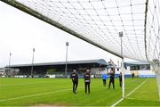 1 July 2022; The referee team inspect the pitch before the SSE Airtricity League Premier Division match between Finn Harps and Shamrock Rovers at Finn Park in Ballybofey, Donegal. Photo by Ramsey Cardy/Sportsfile