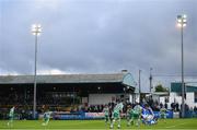 1 July 2022; Dylan Watts of Shamrock Rovers takes a free kick during the SSE Airtricity League Premier Division match between Finn Harps and Shamrock Rovers at Finn Park in Ballybofey, Donegal. Photo by Ramsey Cardy/Sportsfile