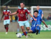 1 July 2022; Sean McGrath of Cobh Ramblers in action against Martin Coughlan of Treaty United during the SSE Airtricity League First Division match between Cobh Ramblers and Treaty United at St Colman's Park in Cobh, Cork. Photo by Michael P Ryan/Sportsfile
