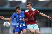 1 July 2022; Ciarán Griffin of Cobh Ramblers in action against Callum McNamara of Treaty United during the SSE Airtricity League First Division match between Cobh Ramblers and Treaty United at St Colman's Park in Cobh, Cork. Photo by Michael P Ryan/Sportsfile