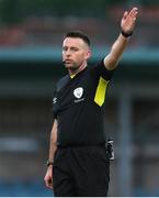 1 July 2022; Referee Declan Toland during the SSE Airtricity League First Division match between Cobh Ramblers and Treaty United at St Colman's Park in Cobh, Cork. Photo by Michael P Ryan/Sportsfile