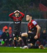 1 July 2022; Ali Coote of Bohemians, left, reacts to a missed chance during the SSE Airtricity League Premier Division match between Bohemians and Derry City at Dalymount Park in Dublin. Photo by Sam Barnes/Sportsfile