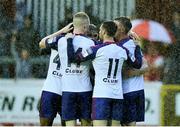 1 July 2022; Eoin Doyle of St Patrick's Athletic celebrates with teammates after scoring their side's second goal during the SSE Airtricity League Premier Division match between St Patrick's Athletic and Drogheda United at Richmond Park in Dublin. Photo by George Tewkesbury/Sportsfile
