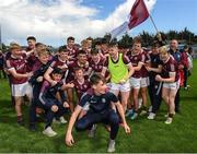 25 June 2022; The Galway players celebrate victory after the Electric Ireland GAA All-Ireland Football Minor Championship Semi-Final match between Galway and Derry at Parnell Park, Dublin. Photo by Ray McManus/Sportsfile