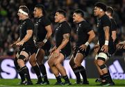 2 July 2022; New Zealand captain Sam Cane leads the Haka before the Steinlager Series match between the New Zealand and Ireland at Eden Park in Auckland, New Zealand. Photo by Brendan Moran/Sportsfile