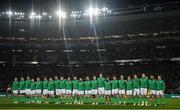 2 July 2022; Ireland players stand for Ireland's Call before the Steinlager Series match between the New Zealand and Ireland at Eden Park in Auckland, New Zealand. Photo by Brendan Moran/Sportsfile