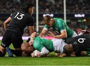 2 July 2022; Keith Earls of Ireland scores his side's first try during the Steinlager Series match between the New Zealand and Ireland at Eden Park in Auckland, New Zealand. Photo by Brendan Moran/Sportsfile