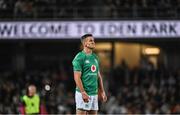 2 July 2022; Jonathan Sexton of Ireland prepares to kick a conversion during the Steinlager Series match between the New Zealand and Ireland at Eden Park in Auckland, New Zealand. Photo by Brendan Moran/Sportsfile