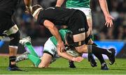 2 July 2022; Jonathan Sexton of Ireland collides with Sam Cane of New Zealand during the Steinlager Series match between the New Zealand and Ireland at Eden Park in Auckland, New Zealand. Photo by Brendan Moran/Sportsfile