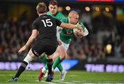 2 July 2022; Keith Earls of Ireland is tackled by Jordie Barrett of New Zealand during the Steinlager Series match between the New Zealand and Ireland at Eden Park in Auckland, New Zealand. Photo by Brendan Moran/Sportsfile