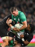 2 July 2022; Peter O’Mahony of Ireland is tackled by Ardie Savea and Sevu Reece of New Zealand during the Steinlager Series match between the New Zealand and Ireland at Eden Park in Auckland, New Zealand. Photo by Brendan Moran/Sportsfile