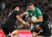 2 July 2022; Peter O’Mahony of Ireland is tackled by Ardie Savea and Sevu Reece of New Zealand during the Steinlager Series match between the New Zealand and Ireland at Eden Park in Auckland, New Zealand. Photo by Brendan Moran/Sportsfile