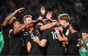 2 July 2022; New Zealand players celebrate their side's sixth try during the Steinlager Series match between the New Zealand and Ireland at Eden Park in Auckland, New Zealand. Photo by Brendan Moran/Sportsfile