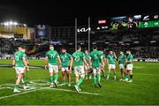 2 July 2022; Ireland players after their side's defeat in the Steinlager Series match between the New Zealand and Ireland at Eden Park in Auckland, New Zealand. Photo by Brendan Moran/Sportsfile