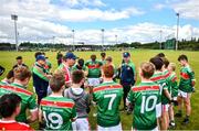 2 July 2022; The Rathgormack team at half-time of the match between Rathgormack, Waterford, and San Francisco at the John West Féile Peile na nÓg National Gaelic and Ladies football finals 2022 at the GAA National Games Development Centre Campus in Abbotstown, Dublin. Eighty-eight club sides from Ireland, the UK, Europe and US competed in the final stages of the under-15 competition across nine venues, one of the biggest underage sporting events on the continent, sponsored for the seventh time by John West. Photo by Ramsey Cardy/Sportsfile