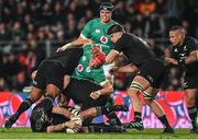 2 July 2022; Josh van der Flier of Ireland is stopped at the breakdown during the Steinlager Series match between the New Zealand and Ireland at Eden Park in Auckland, New Zealand. Photo by Brendan Moran/Sportsfile