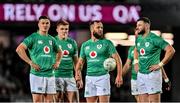 2 July 2022; Ireland players, from left, Jonathan Sexton, Garry Ringrose, Jamison Gibson Park and Robbie Henshaw during the Steinlager Series match between the New Zealand and Ireland at Eden Park in Auckland, New Zealand. Photo by Brendan Moran/Sportsfile