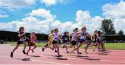 2 July 2022; A general view of the Girl's U10's 100m during the Irish Life Health Children’s Team Games & U12/U13 Championships in Tullamore, Offaly. Photo by George Tewkesbury/Sportsfile
