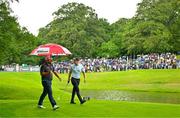2 July 2022; Seamus Power of Ireland, right, and Jack Senior of England walk down the fairway on the third hole during day three of the Horizon Irish Open Golf Championship at Mount Juliet Golf Club in Thomastown, Kilkenny. Photo by Eóin Noonan/Sportsfile