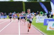 2 July 2022; Daniel Gallagher of Moy Valley A.C. on his way to winning in the Boy's U11's 600m during the Irish Life Health Children’s Team Games & U12/U13 Championships in Tullamore, Offaly. Photo by George Tewkesbury/Sportsfile