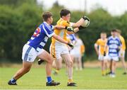 2 July 2022; Stephen Hamill of Clontibert Co Monaghan in action against Harry Lyon of Blessington Co Wicklow, during the Shield Semi-Final between Blessington Co Wicklow and Clontibert Co Monaghan at the John West National Football Feile 2022 event at Kildare GAA Centre in Hawkfield, Kildare. Photo by Matt Browne/Sportsfile