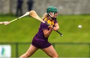2 July 2022; Joanne Dillon of Wexford shoots to score her side's second goal during round 5 of the Glen Dimplex All-Ireland Senior Camogie Championship match between Wexford and Dublin at Bellefield GAA Complex in Enniscorthy, Wexford. Photo by Michael P Ryan/Sportsfile