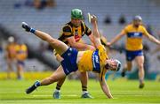 2 July 2022; Rory Hayes of Clare in action against Eoin Cody of Kilkenny during the GAA Hurling All-Ireland Senior Championship Semi-Final match between Kilkenny and Clare at Croke Park in Dublin. Photo by Stephen McCarthy/Sportsfile