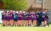 2 July 2022; The Wexford team and management huddle after round 5 of the Glen Dimplex All-Ireland Senior Camogie Championship at Bellefield GAA Complex in Enniscorthy, Wexford. Photo by Michael P Ryan/Sportsfile