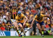 2 July 2022; Clare players Rory Hayes, left, and Cathal Malone in action against Walter Walsh of Kilkenny during the GAA Hurling All-Ireland Senior Championship Semi-Final match between Kilkenny and Clare at Croke Park in Dublin. Photo by Piaras Ó Mídheach/Sportsfile