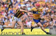 2 July 2022; Paul Flanagan of Clare in action against Pádraig Walsh of Kilkenny during the GAA Hurling All-Ireland Senior Championship Semi-Final match between Kilkenny and Clare at Croke Park in Dublin. Photo by Ramsey Cardy/Sportsfile