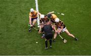 2 July 2022; Referee Fergal Horgan throws in the ball between Ryan Taylor, left, and Cathal Malone of Clare and Cian Kenny, left, and Conor Browne of Kilkenny to start the GAA Hurling All-Ireland Senior Championship Semi-Final match between Kilkenny and Clare at Croke Park in Dublin. Photo by Daire Brennan/Sportsfile