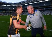 2 July 2022; Pádraig Walsh of Kilkenny and Clare manager Brian Lohan after the GAA Hurling All-Ireland Senior Championship Semi-Final match between Kilkenny and Clare at Croke Park in Dublin. Photo by Ramsey Cardy/Sportsfile