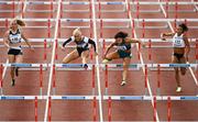 2 July 2022; Jade Barber of USA, second from right, on her way to winning the Women's 100m Hurdles ahead of second place Sarah Lavin of Emerald AC, second from left, during the 2022 Morton Games at Morton Stadium in Santry, Dublin. Photo by David Fitzgerald/Sportsfile