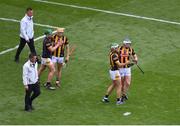 2 July 2022; Kilkenny players, left to right, Eoin Murphy, Richie Reid, Paddy Deegan, and Huw Lawlor celebrate after the GAA Hurling All-Ireland Senior Championship Semi-Final match between Kilkenny and Clare at Croke Park in Dublin. Photo by Daire Brennan/Sportsfile