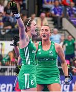 2 July 2022; Roisin Upton of Ireland celebrates her goal during the FIH Women's Hockey World Cup Pool A match between Netherlands and Ireland at Wagener Stadium in Amstelveen, Netherlands. Photo by Jeroen Meuwsen/Sportsfile