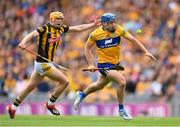 2 July 2022; Shane O'Donnell of Clare in action against Richie Reid of Kilkenny during the GAA Hurling All-Ireland Senior Championship Semi-Final match between Kilkenny and Clare at Croke Park in Dublin. Photo by Stephen McCarthy/Sportsfile