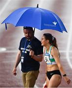 2 July 2022; Sophie Becker of Raheny Shamrock AC after winning the Women's 400m during the 2022 Morton Games at Morton Stadium in Santry, Dublin. Photo by David Fitzgerald/Sportsfile