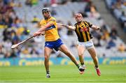 2 July 2022; Cathal Malone of Clare in action against Adrian Mullen of Kilkenny during the GAA Hurling All-Ireland Senior Championship Semi-Final match between Kilkenny and Clare at Croke Park in Dublin. Photo by Stephen McCarthy/Sportsfile