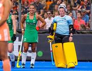 2 July 2022; Elena Tice and goalkeeper Ayeisha McFerran of Ireland during the FIH Women's Hockey World Cup Pool A match between Netherlands and Ireland at Wagener Stadium in Amstelveen, Netherlands. Photo by Jeroen Meuwsen/Sportsfile