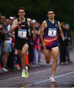 2 July 2022; Andrew Coscoran of Star of the Sea AC, right, on his way to winning the Morton Mile alongside eventual second Cathal Doyle of Clonliffe Harriers AC during the 2022 Morton Games at Morton Stadium in Santry, Dublin. Photo by David Fitzgerald/Sportsfile