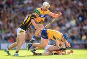2 July 2022; Rory Hayes and Conor Cleary, left, of Clare in action against Billy Ryan and Eoin Cody, left, of Kilkennyduring the GAA Hurling All-Ireland Senior Championship Semi-Final match between Kilkenny and Clare at Croke Park in Dublin. Photo by Stephen McCarthy/Sportsfile