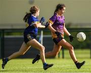 2 July 2022; Ellie Sergeant of Carryduff Co Down in action against Mullahahoran Co Cavan during the Cup Final between Carryduff Co Down and Mullahahoran Co Cavan at the John West National Football Feile 2022 event at Kildare GAA Centre in Hawkfield, Kildare. Photo by Matt Browne/Sportsfile