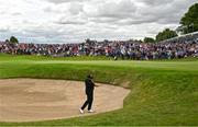 3 July 2022; Shane Lowry of Ireland plays a shot from the bunker on the ninth green during day four of the Horizon Irish Open Golf Championship at Mount Juliet Golf Club in Thomastown, Kilkenny. Photo by Eóin Noonan/Sportsfile